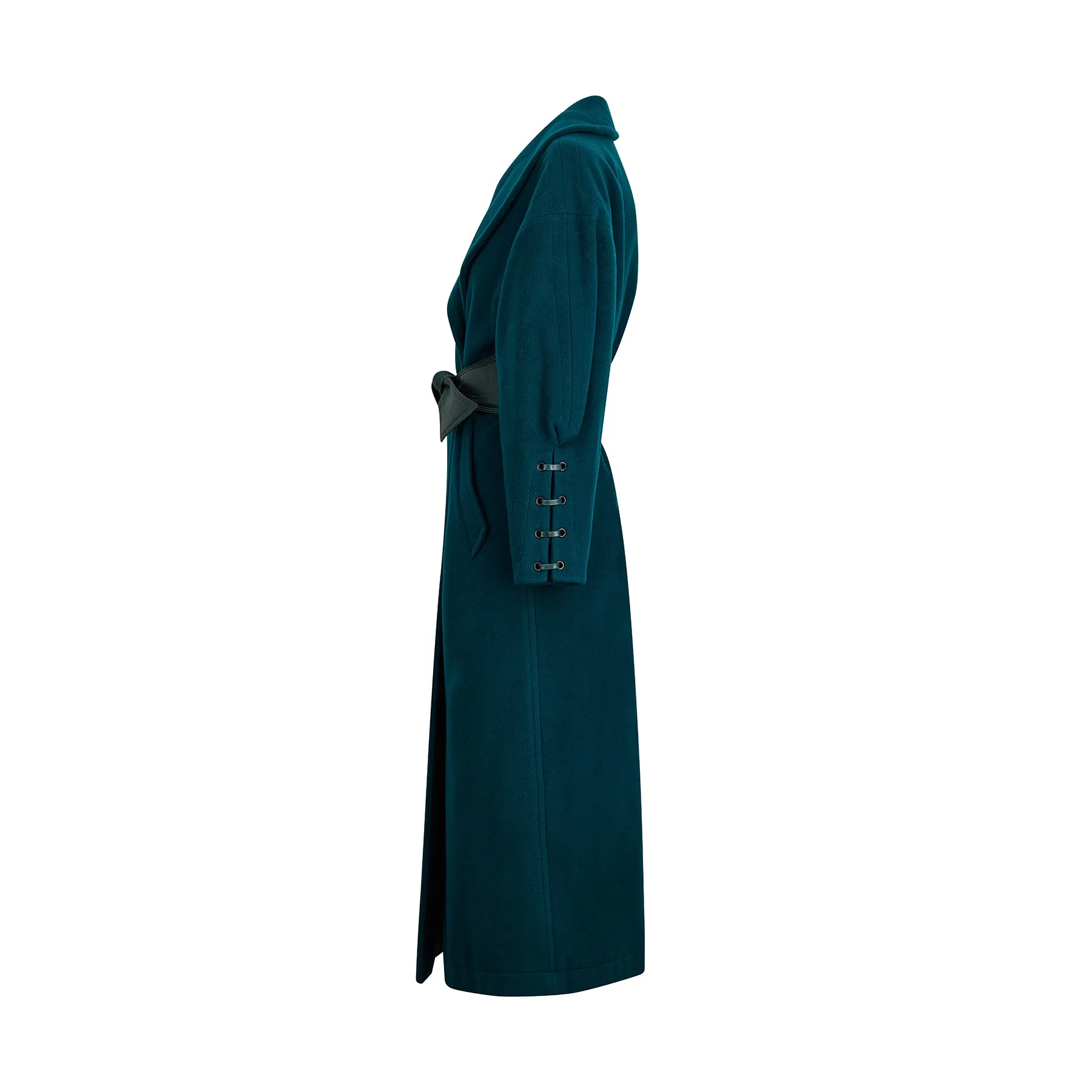 ARCHIVE - 1980s Claude Montana Teal Green Wool Overcoat