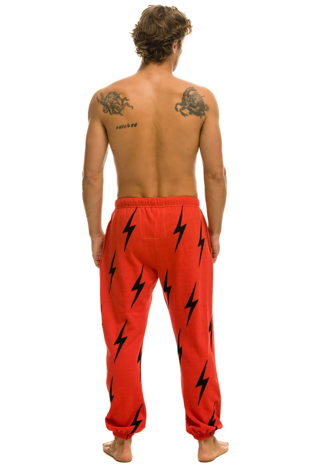 Aviator Nation Bolt Stitch Repeat Sweatpants in Red Black