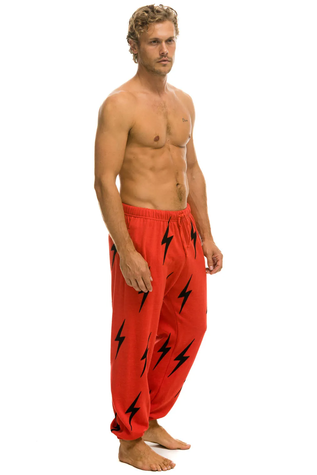 Aviator Nation Bolt Stitch Repeat Sweatpants in Red Black