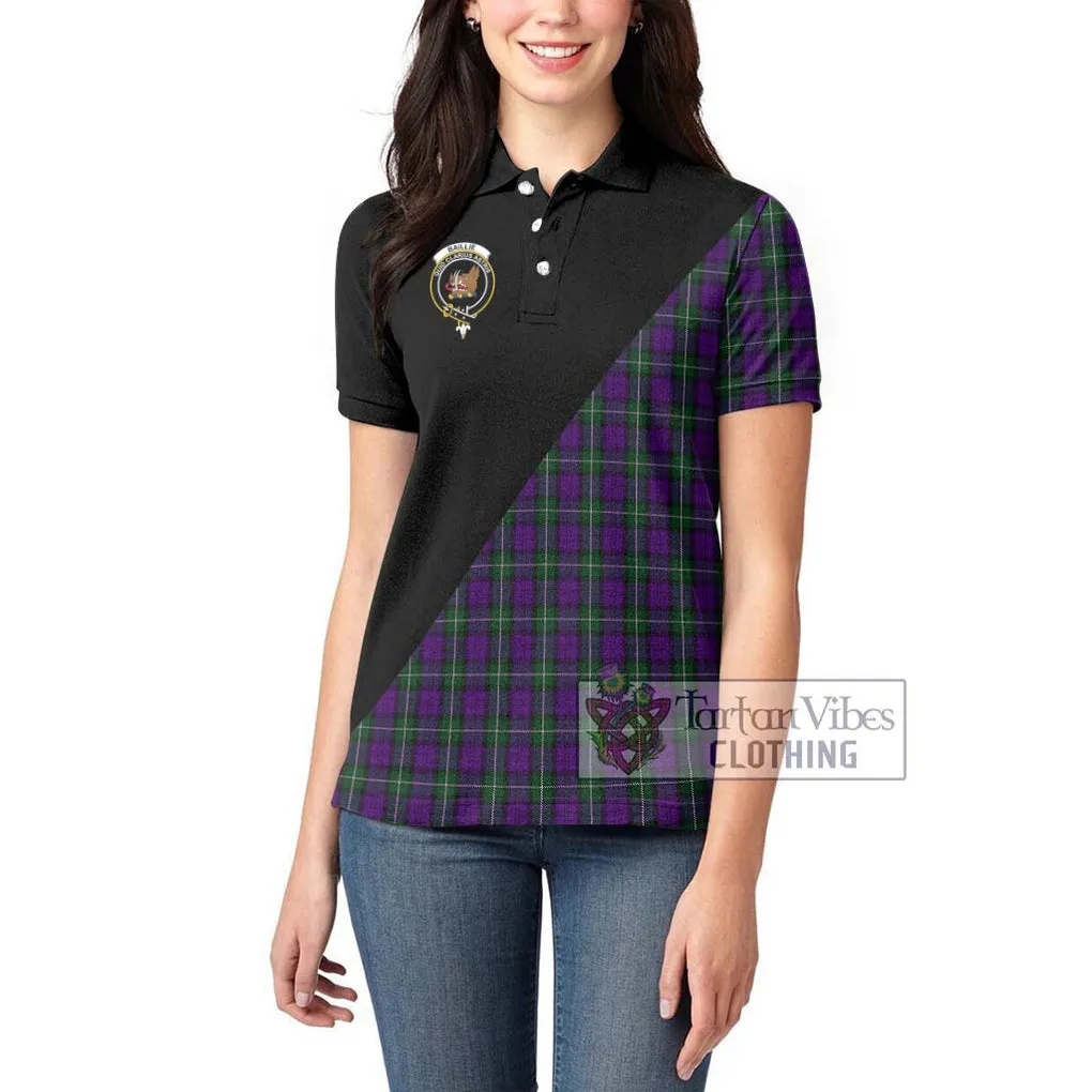 Baillie Highland Society Tartan Women's Polo Shirt with Family Crest and Military Logo Style