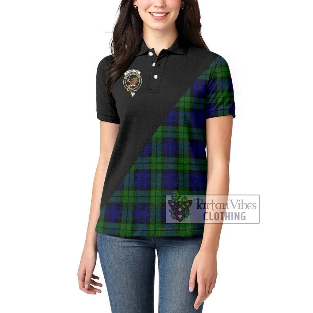 Bannatyne Tartan Women's Polo Shirt with Family Crest and Military Logo Style