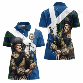 Bannatyne Tartan Women's Polo Shirt with Family Crest Scottish Bagpiper Vibes