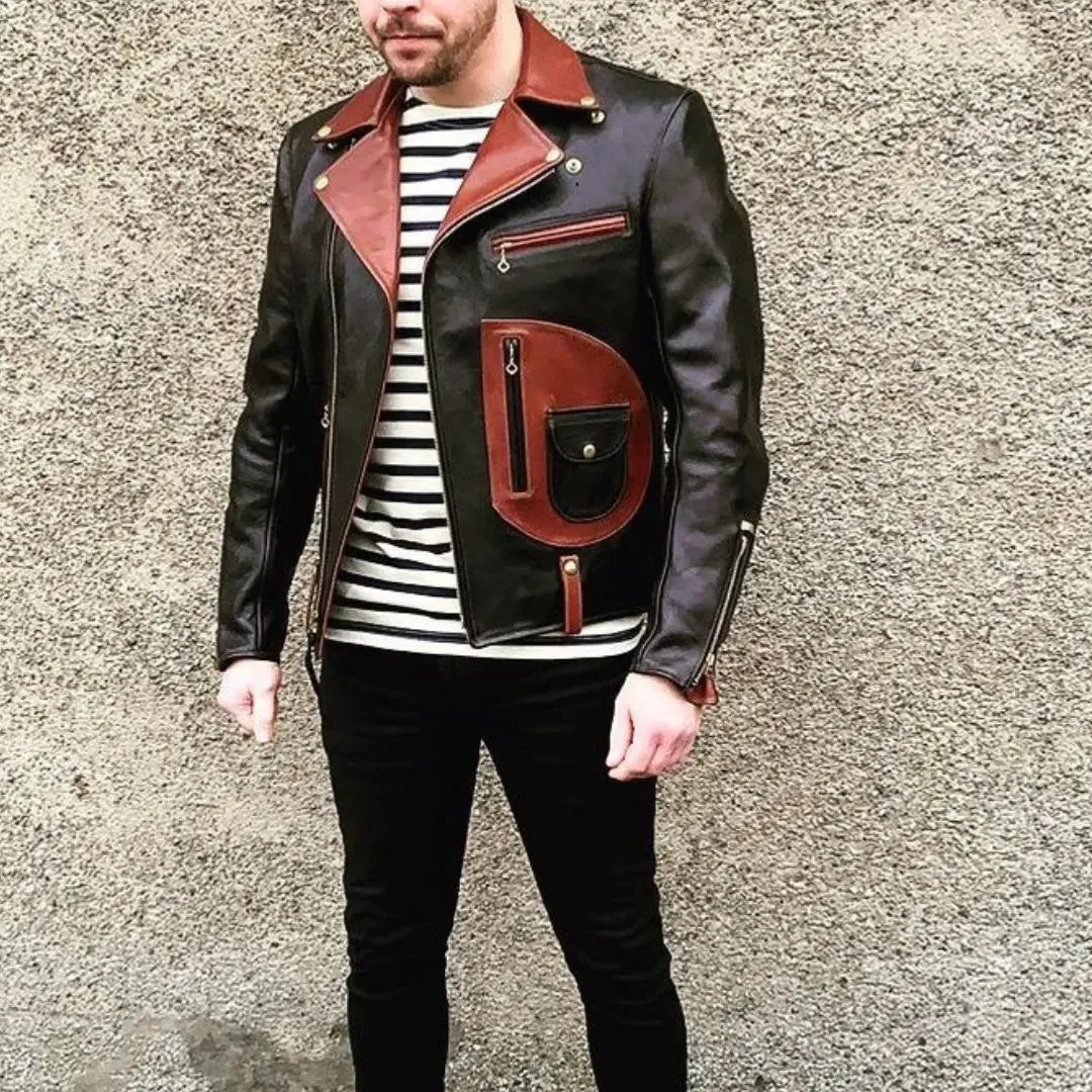 Biker Two Tone Leather Jacket