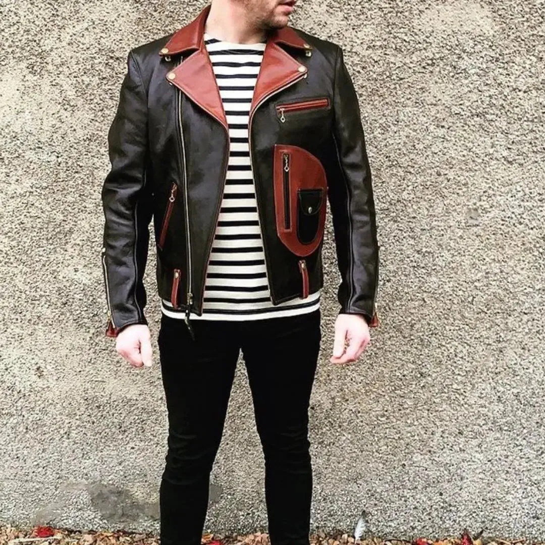 Biker Two Tone Leather Jacket