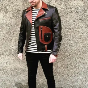 Biker Two Tone Leather Jacket