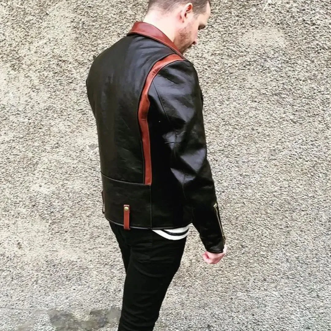 Biker Two Tone Leather Jacket