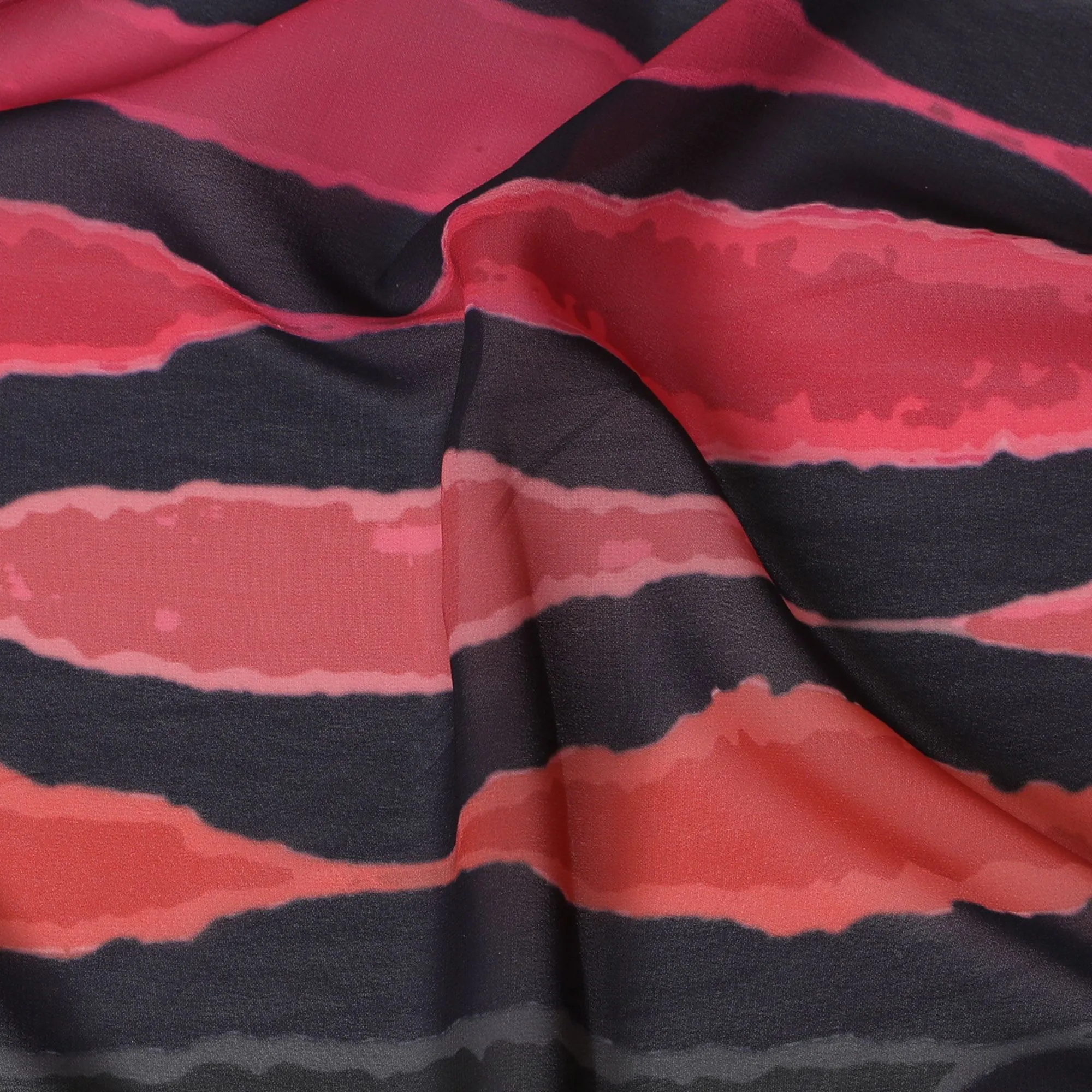 Bold Abstract Stripe Synthetic Georgette Fabric - Vibrant Colors, Buy in Meters, 110cm Width-D17995