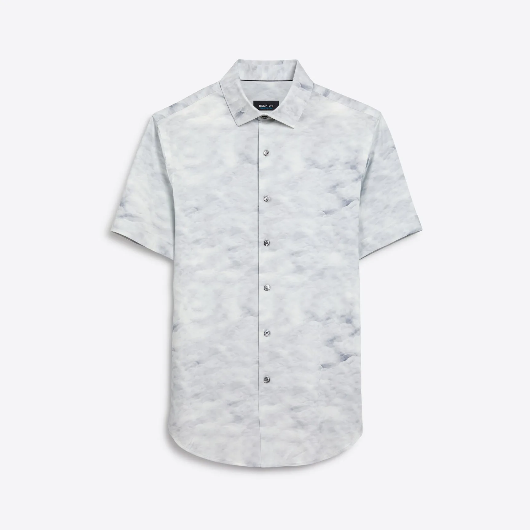 Bugatchi - Miles Cloud Print OoohCotton® Short Sleeve Shirt - Platinum