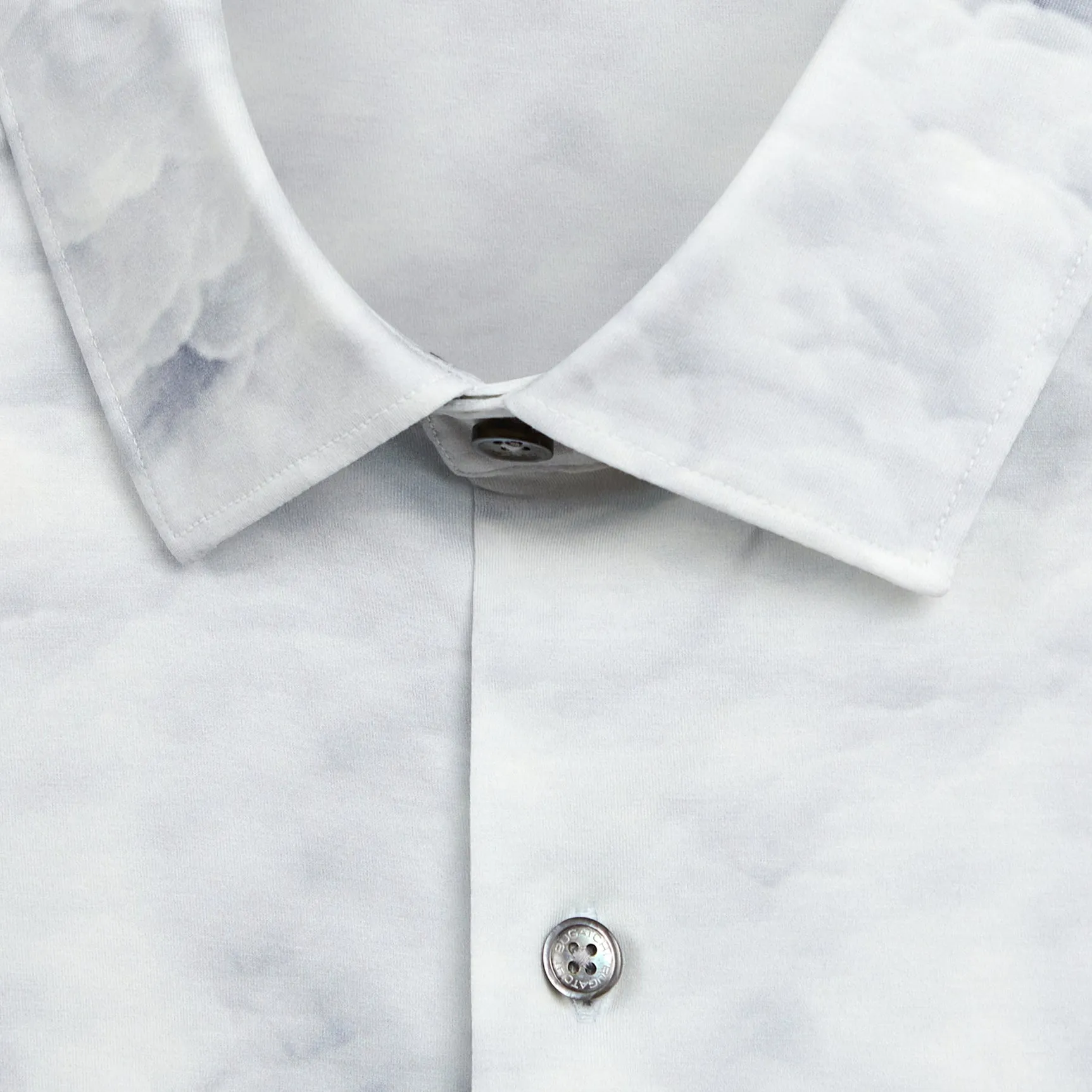 Bugatchi - Miles Cloud Print OoohCotton® Short Sleeve Shirt - Platinum