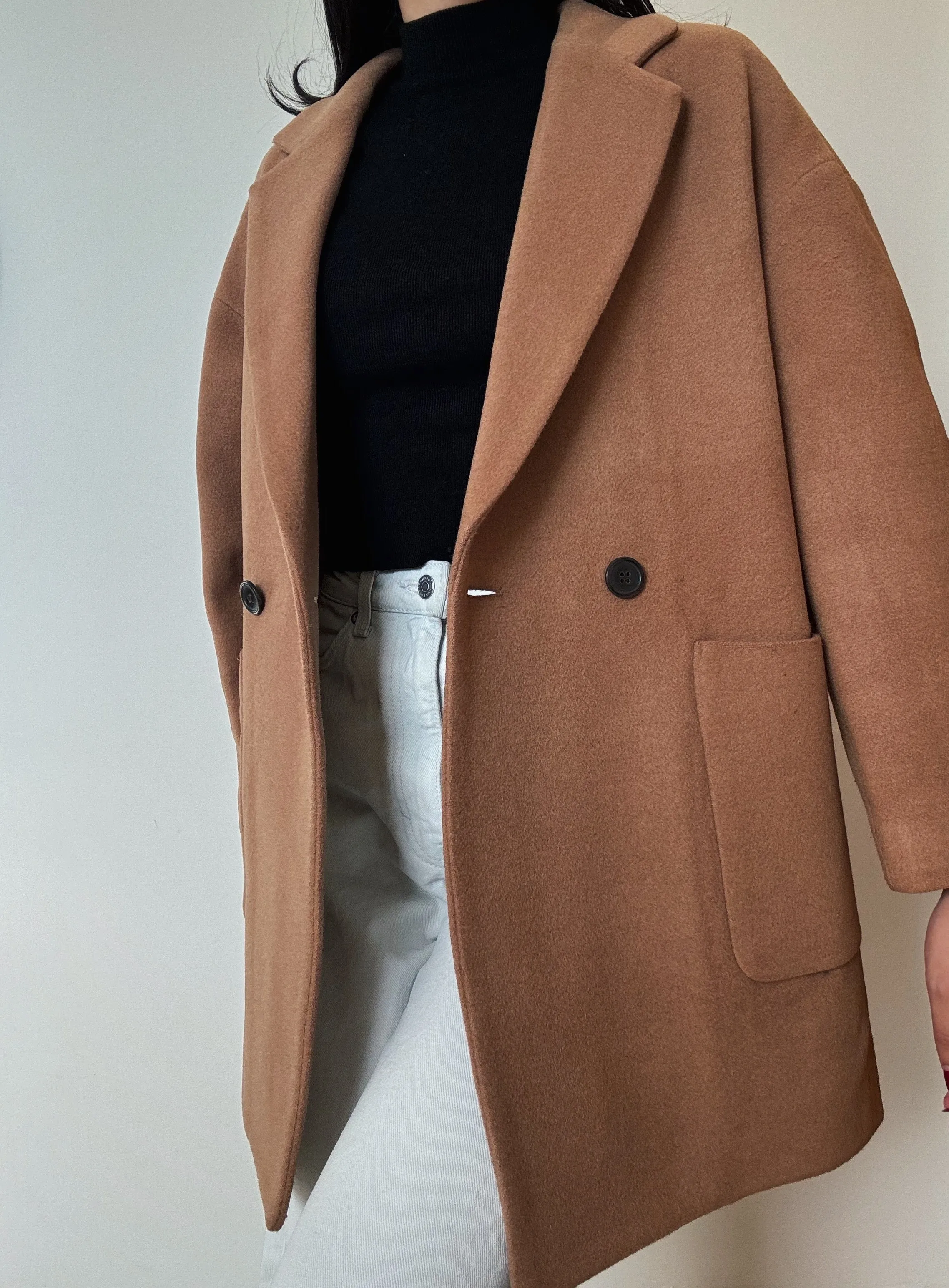 Camel Midi Coat (82% Wool)