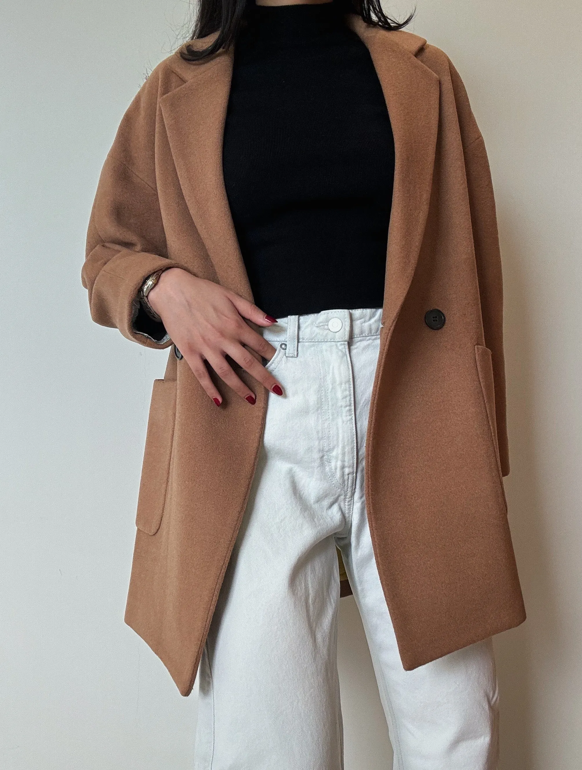 Camel Midi Coat (82% Wool)
