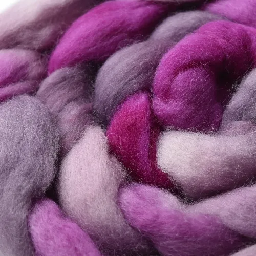 Corriedale Wool Sliver Hand Dyed Raspberry Pink 12407