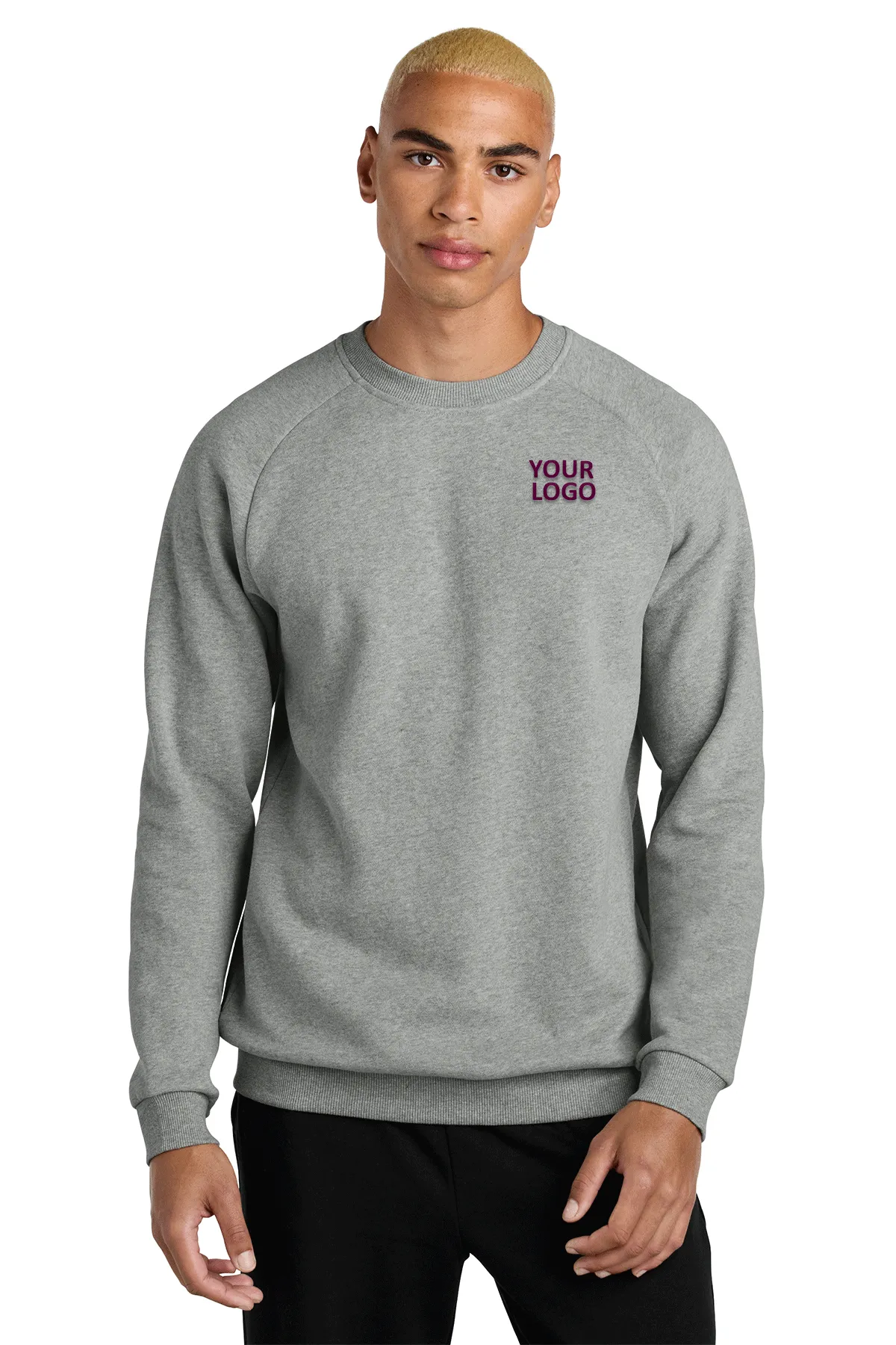 District Cloud Custom Fleece Crews, Heathered Steel