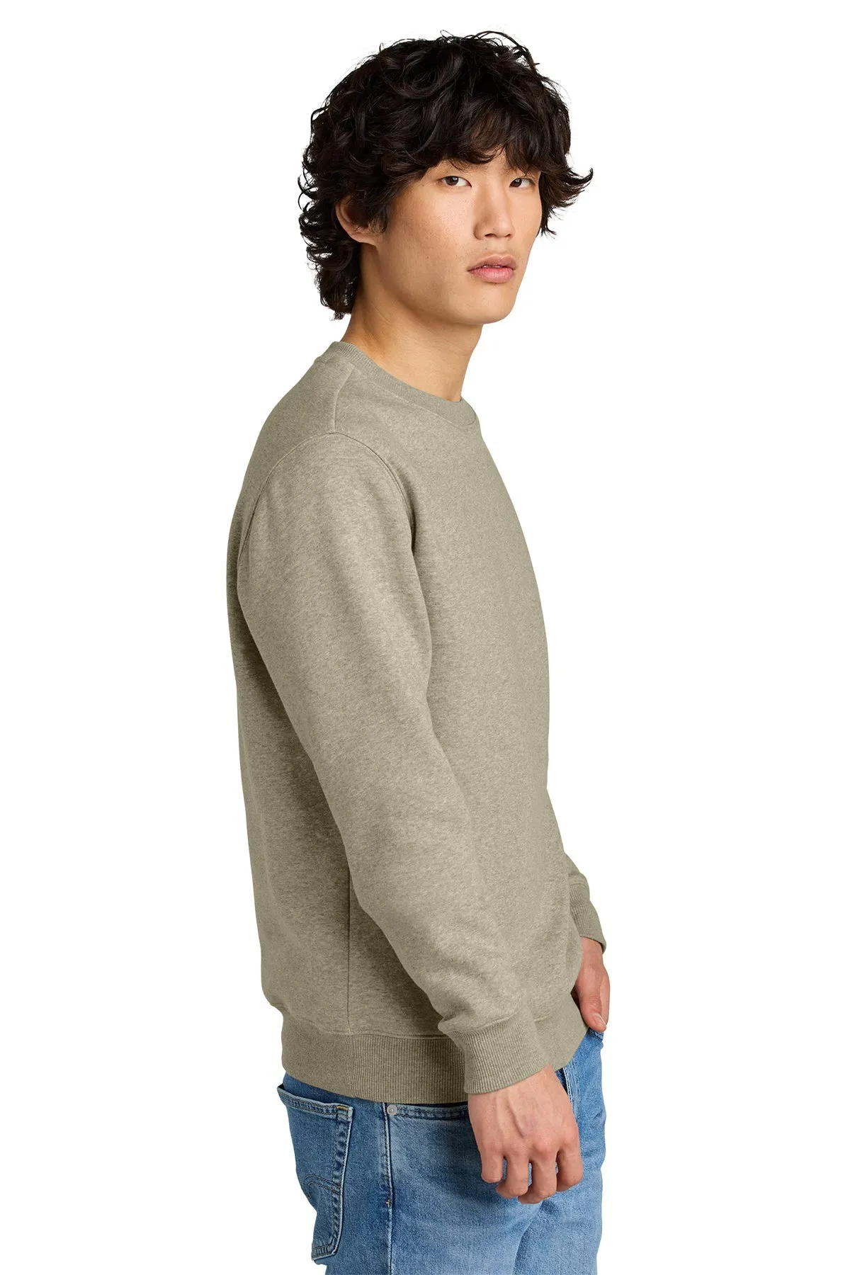 District Perfect Weight Custom Fleece Crews, Heathered Latte