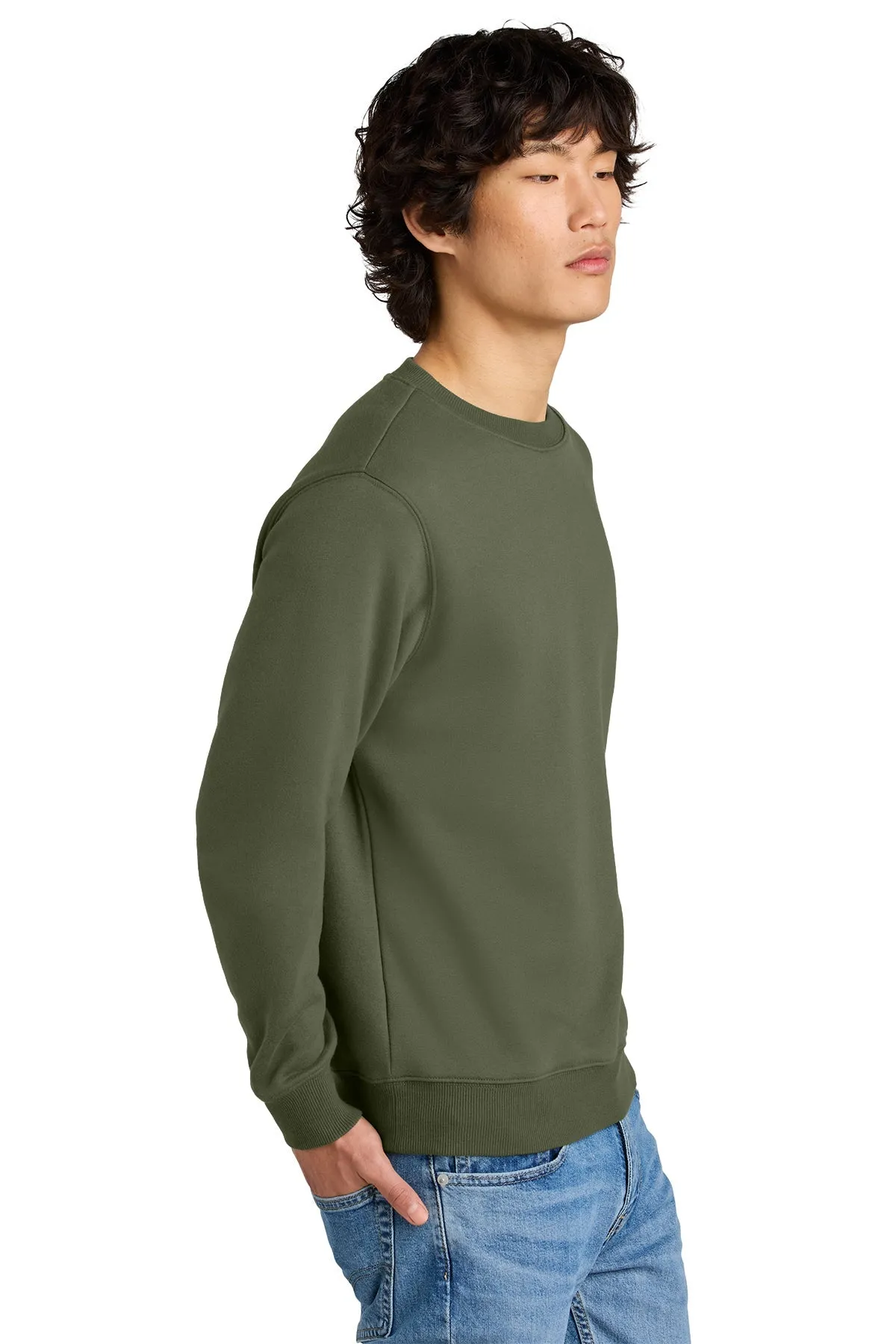 District Perfect Weight Custom Fleece Crews, Military Green