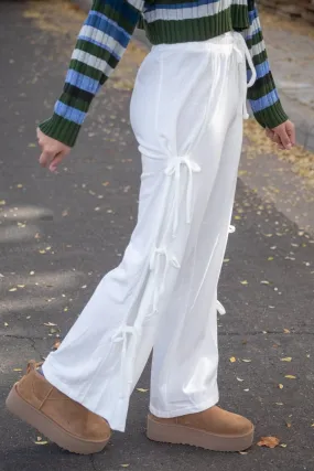 Drifting Off White Side Bow Sweatpants