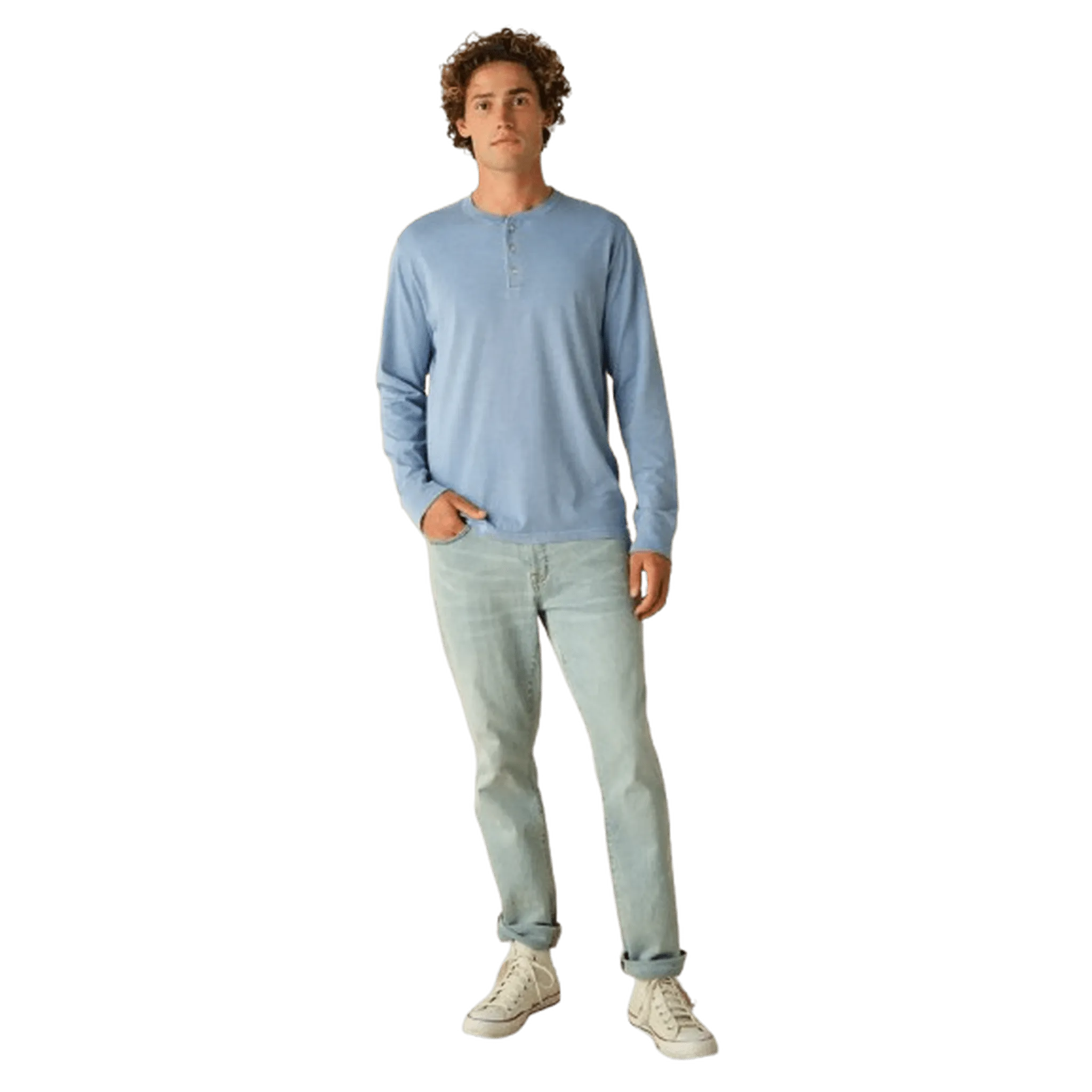 FAIR HARBOR: Light Blue Saltaire Henley