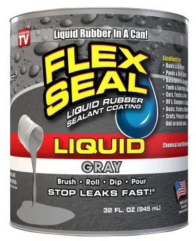 Flex Seal LFSGRYR32 Rubberized Coating, Gray, 32 oz, Can :QUART: QUANTITY: 1