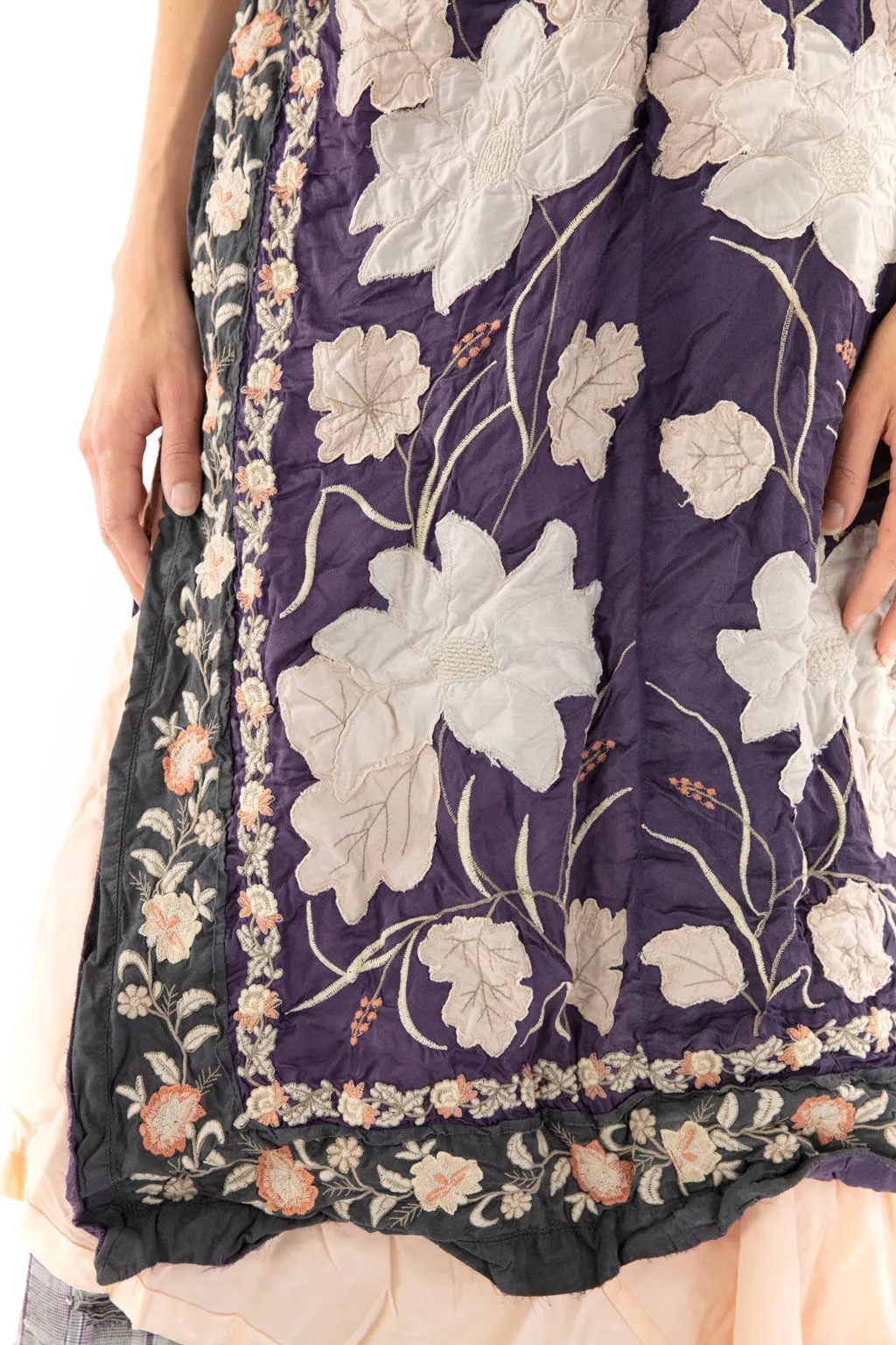 Floral Appliqué Danji Kimono Magnolia Pearl