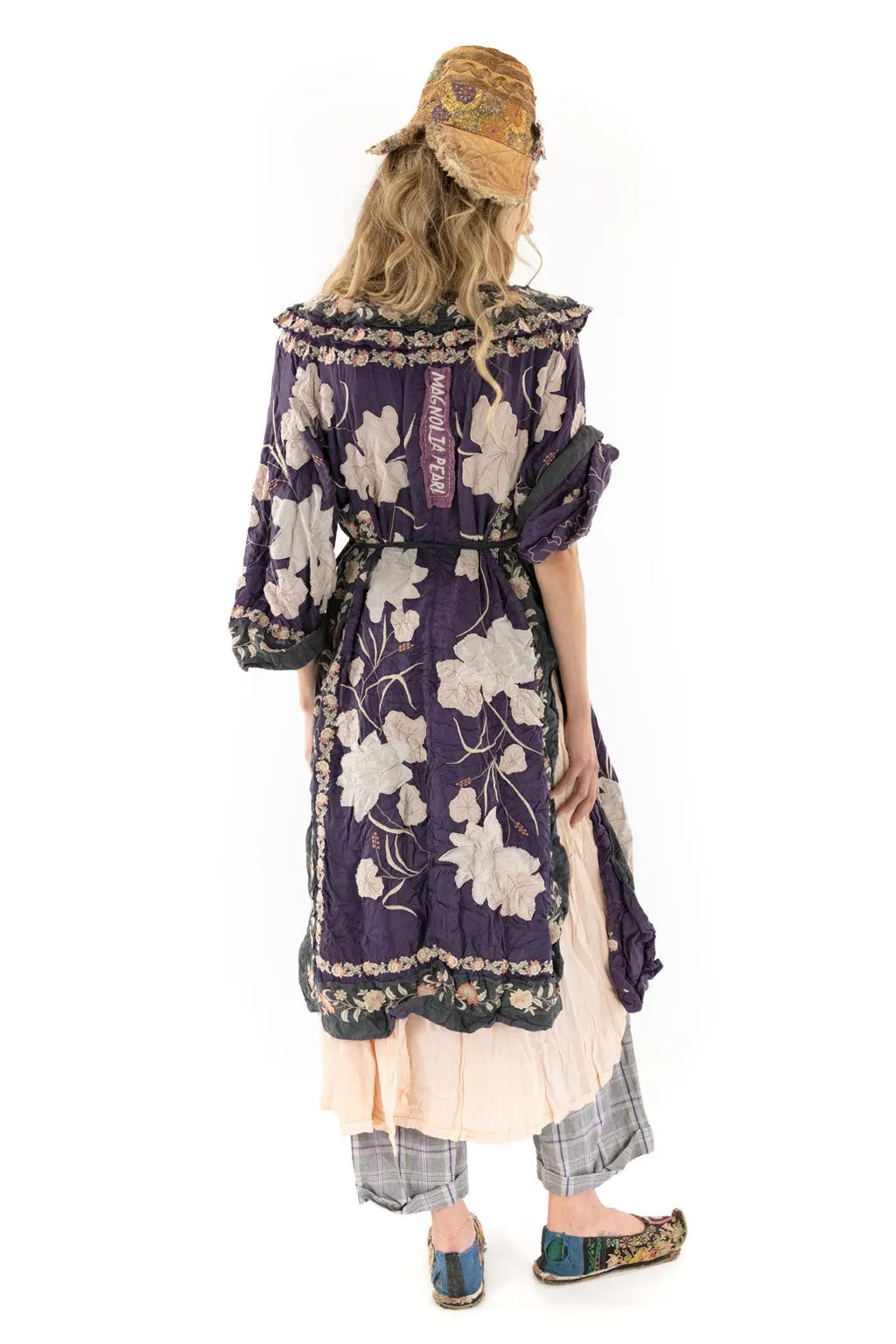 Floral Appliqué Danji Kimono Magnolia Pearl
