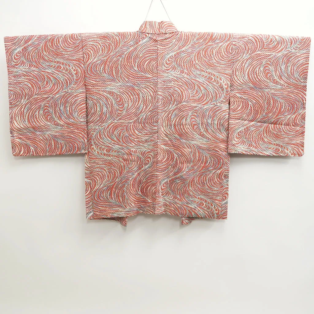 Haori Jacket Vermillion Shibori Ryusui Silk #9768A3