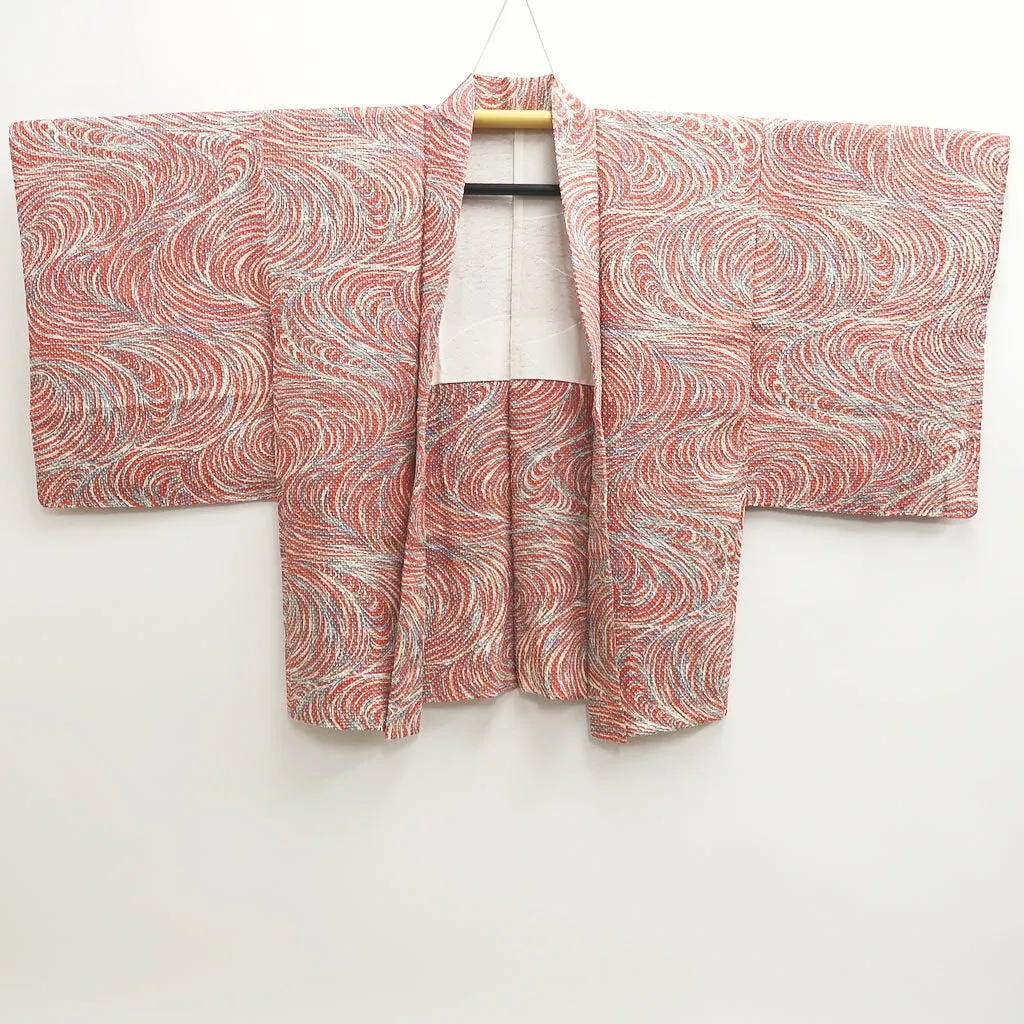 Haori Jacket Vermillion Shibori Ryusui Silk #9768A3
