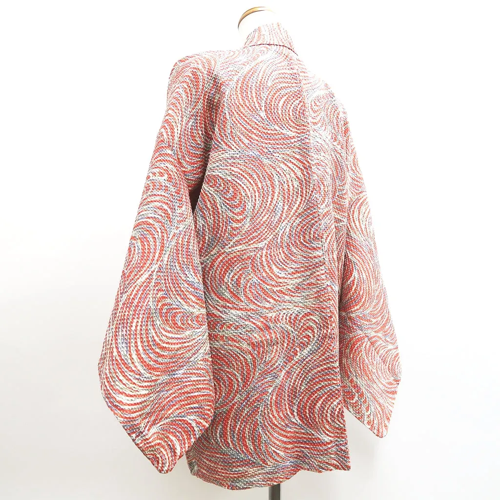 Haori Jacket Vermillion Shibori Ryusui Silk #9768A3