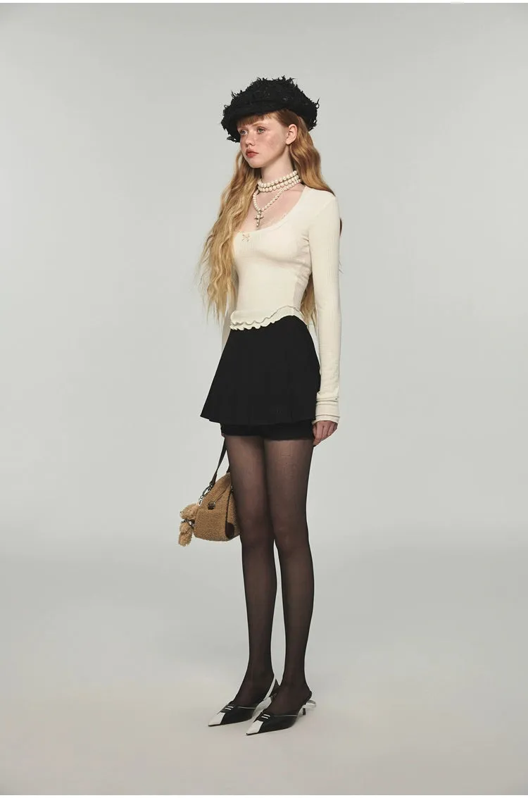 High-waisted Ruffled Pleated  A-line  Mini Skirt