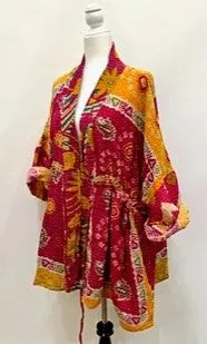 Kantha Bae Open Kantha Embroidered Jacket Fully Reversible (Mustard Wine Mix)