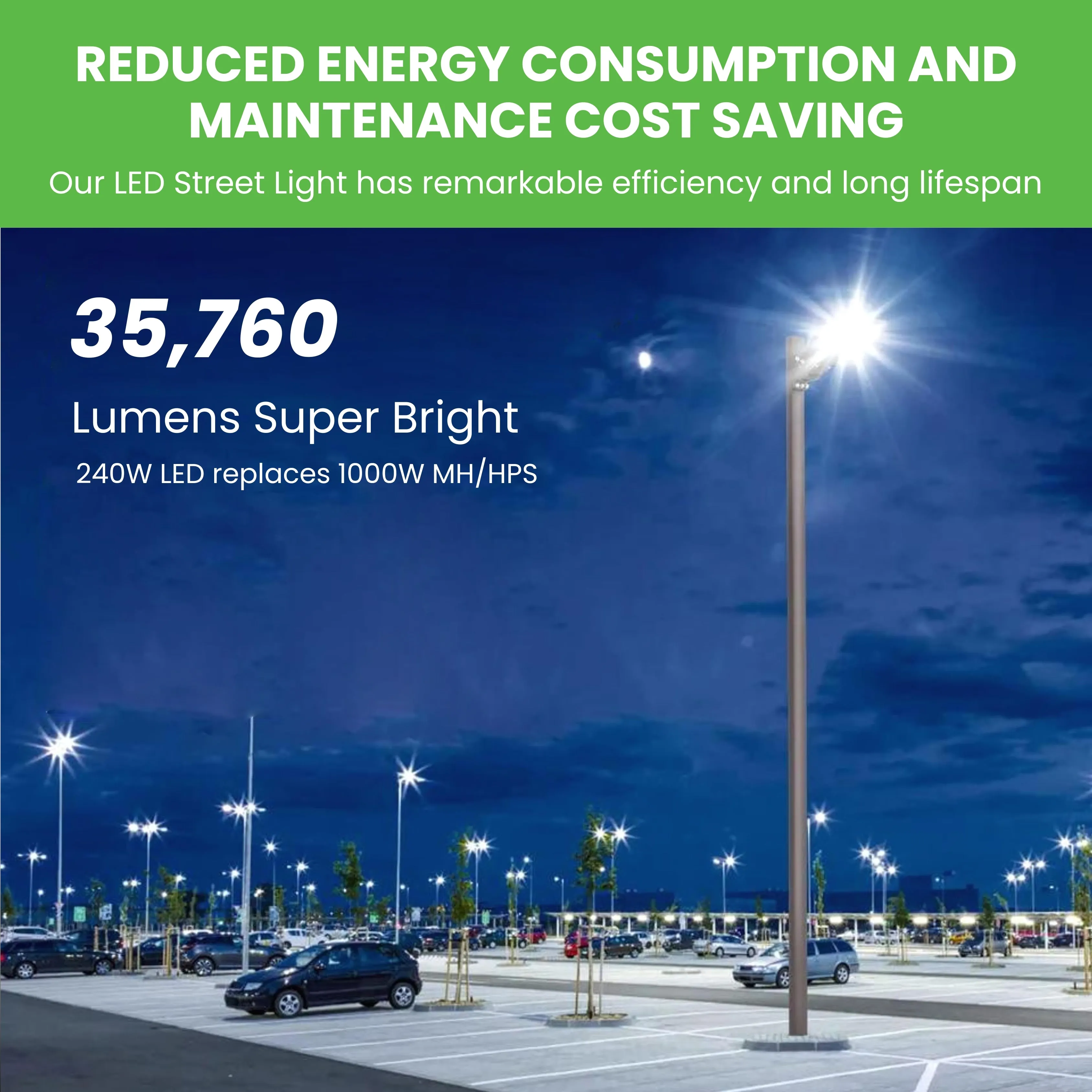 LED Street Light - 240W - 44,820 Lumens - Shorting Cap - Slip Fitter Mount - AL5 Series - UL DLC 5.1