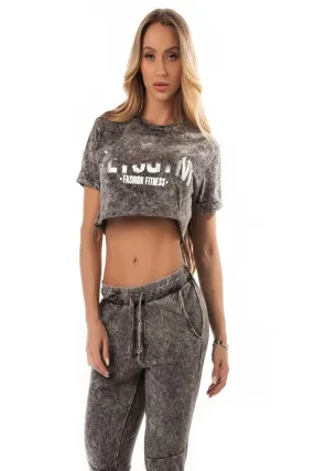 Let's Gym Cropped T-Shirt Stoned Silver