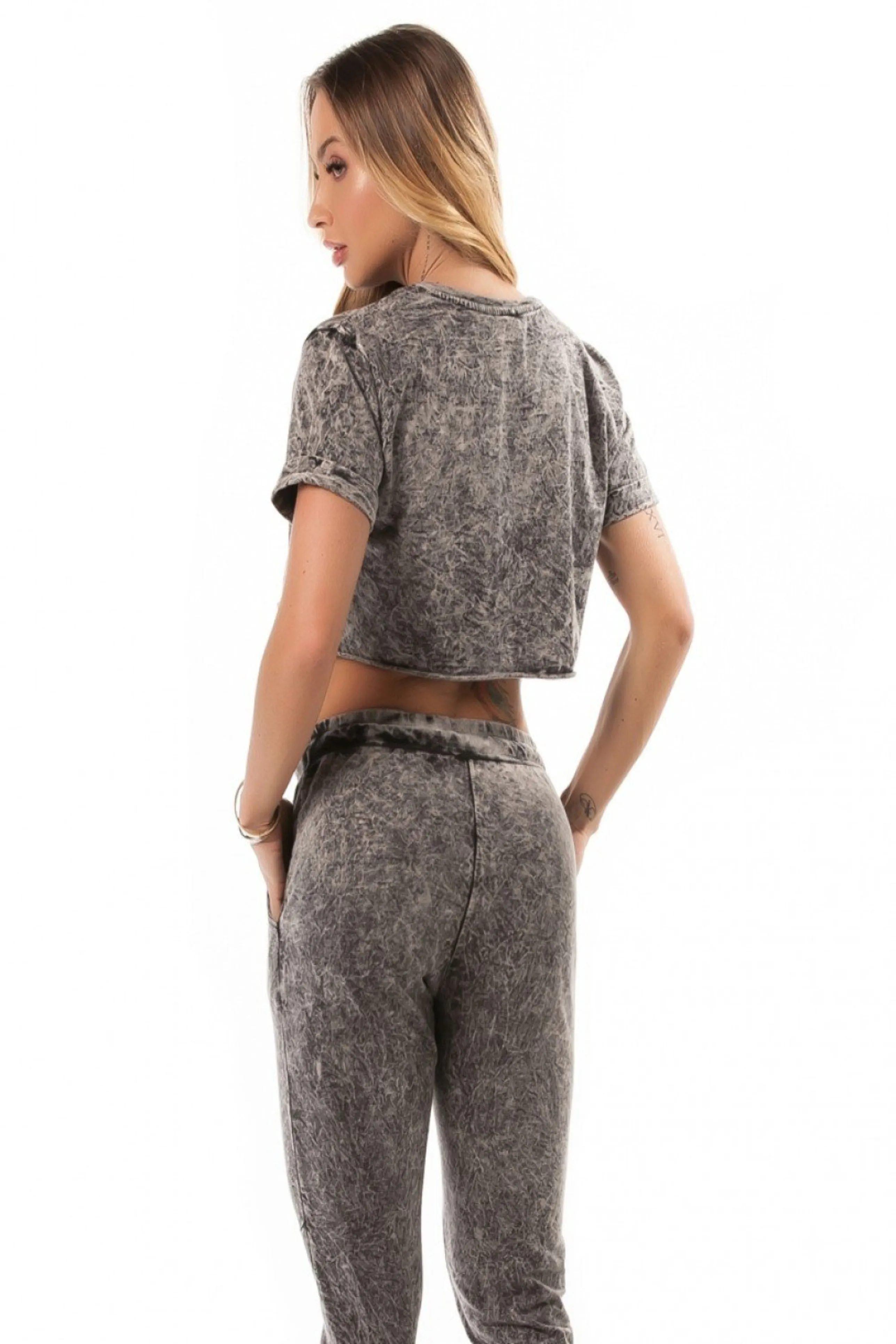 Let's Gym Cropped T-Shirt Stoned Silver