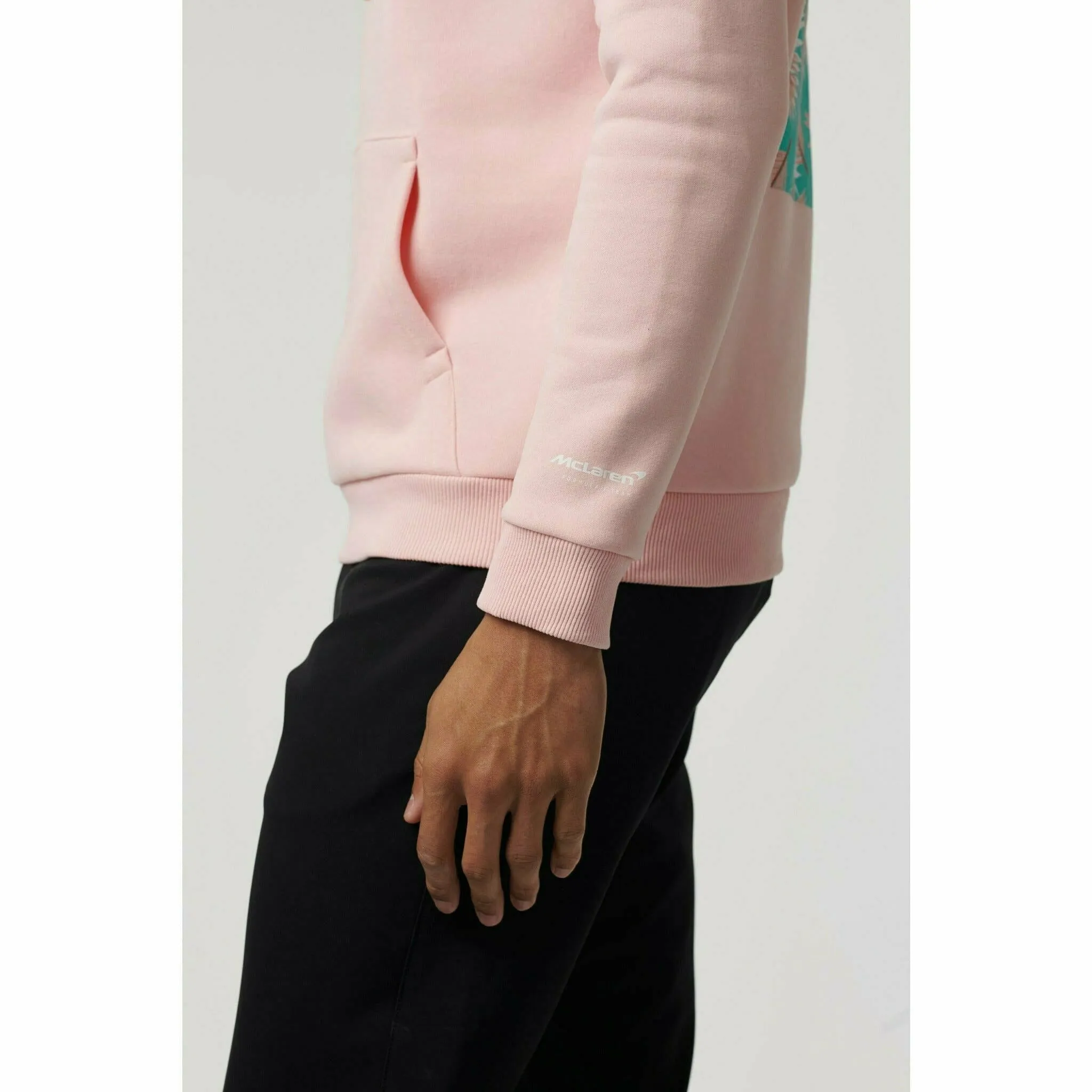 McLaren F1 Men's Miami Palm Graphic Hoodie -Black/Aqua Sky/Crystal Rose