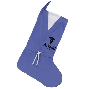 Medical Personalized Ciel Blue Scrubs Christmas Holiday Gift Stocking