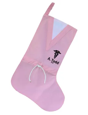 Medical Personalized Pink Scrubs Christmas Holiday Gift Stocking