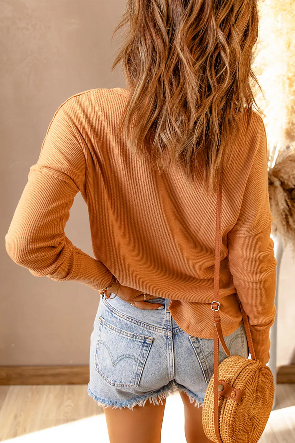 Mel Half Button Drop Shoulder Henley