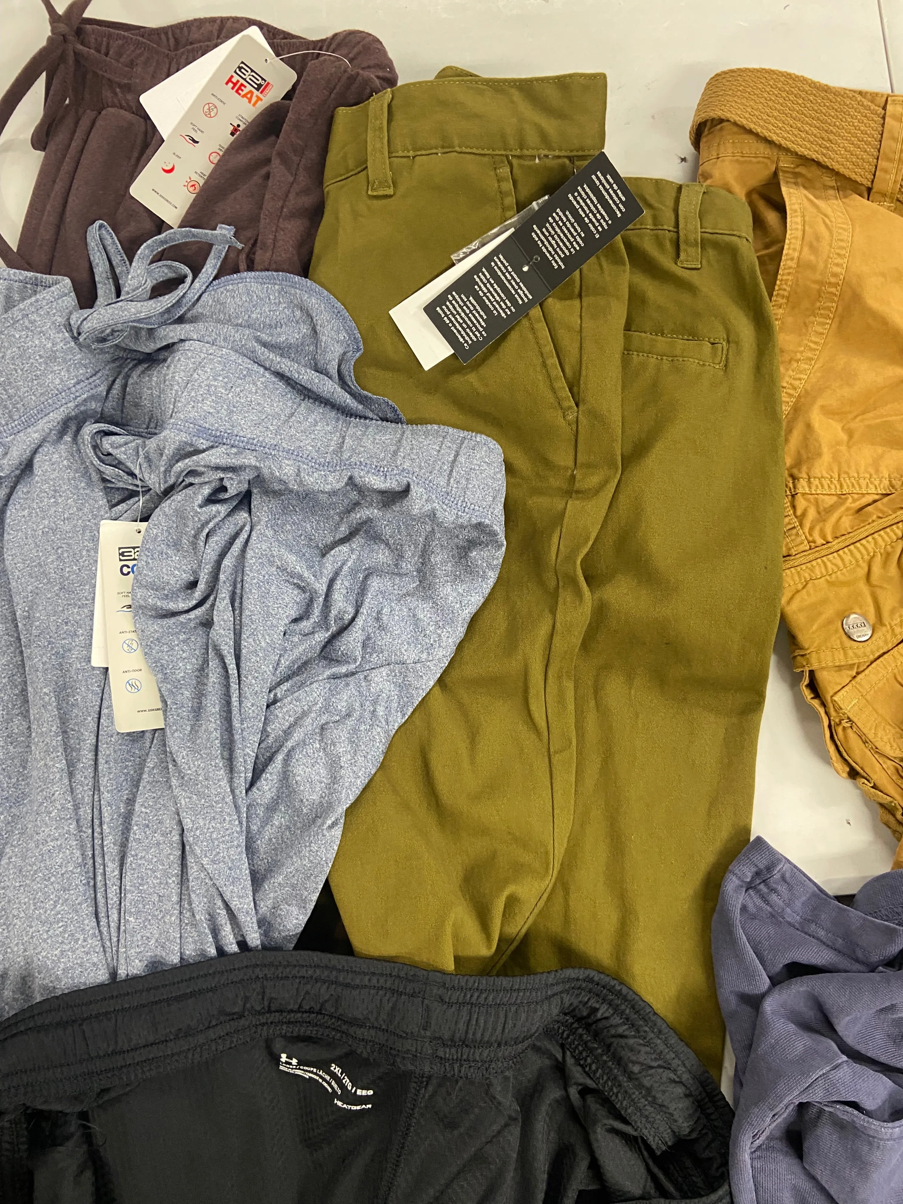 Men's Clothing Bottoms HUDSON, HUGO BOSS, UNDER ARMOUR, AMERICAN APPAREL, GALAXY and more, Wholesale Lot, 10 items, Shelf Pulls, MSRP $665