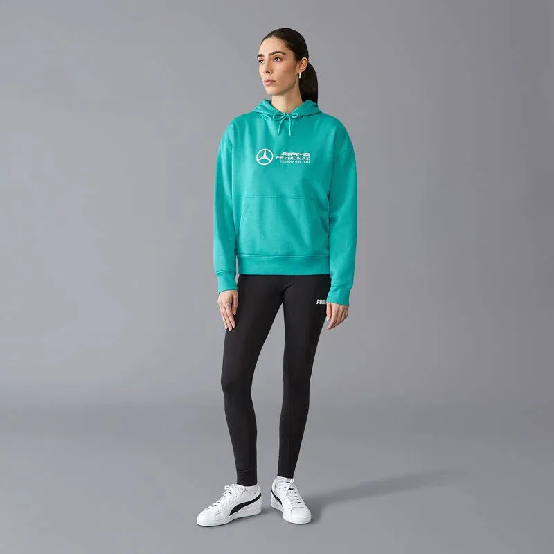 Mercedes AMG Petronas F1 Women's Oversized Logo Hoodie - Black/Green