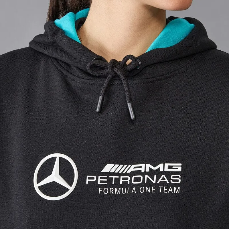 Mercedes AMG Petronas F1 Women's Oversized Logo Hoodie - Black/Green