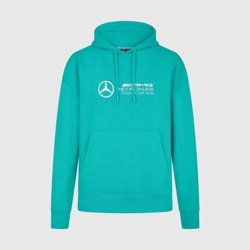 Mercedes AMG Petronas F1 Women's Oversized Logo Hoodie - Black/Green