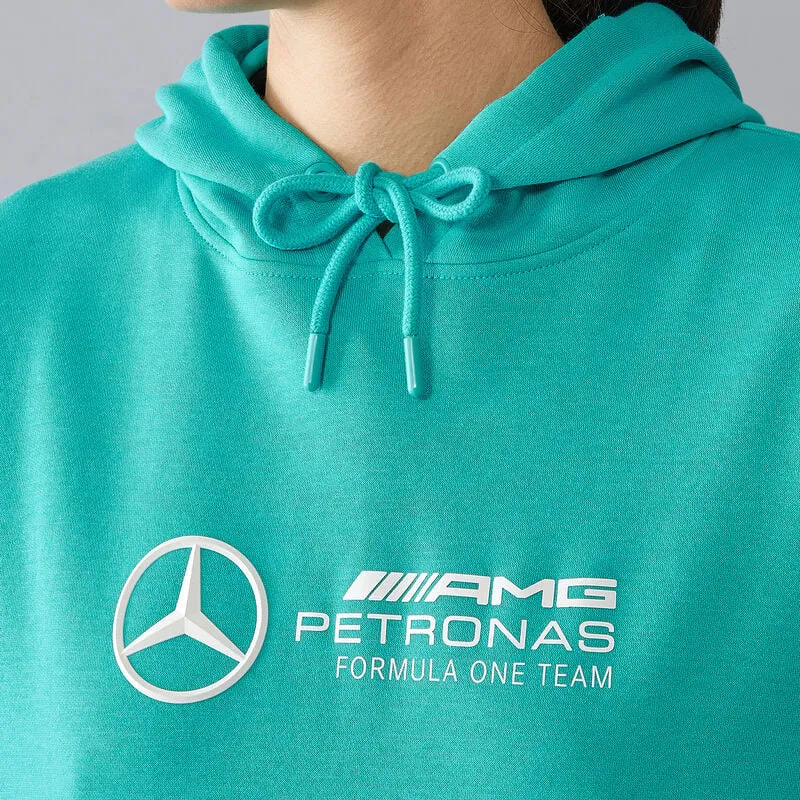 Mercedes AMG Petronas F1 Women's Oversized Logo Hoodie - Black/Green