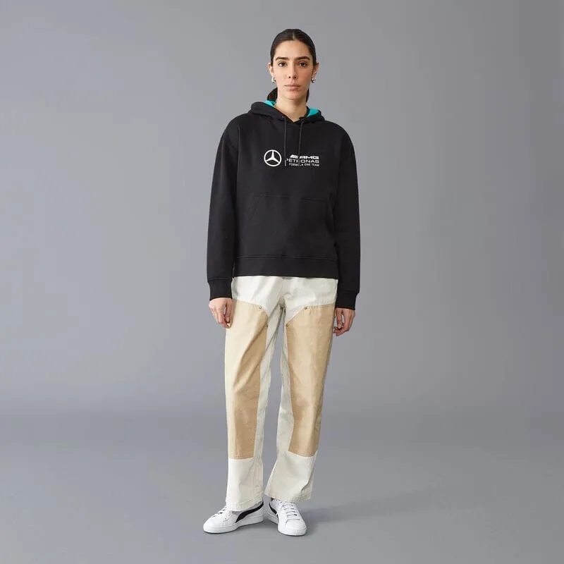 Mercedes AMG Petronas F1 Women's Oversized Logo Hoodie - Black/Green