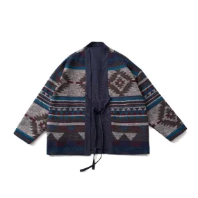 Navy Blue Haori Jacket, Reversible Japanese Kimono / Unisex Fit