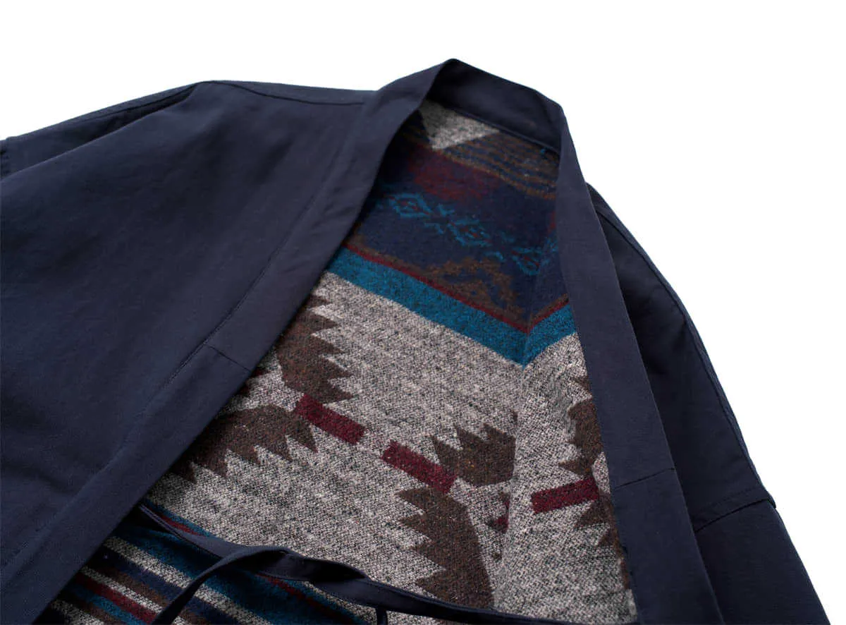 Navy Blue Haori Jacket, Reversible Japanese Kimono / Unisex Fit