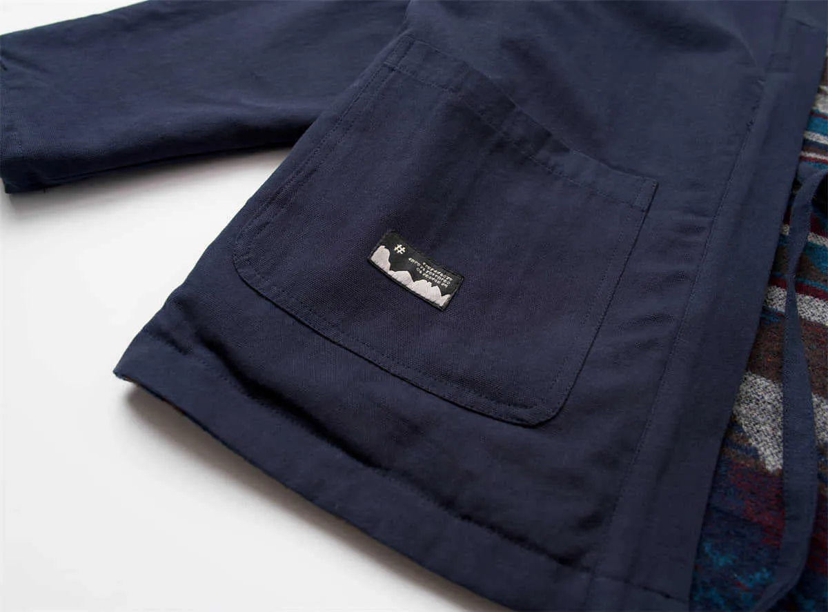 Navy Blue Haori Jacket, Reversible Japanese Kimono / Unisex Fit