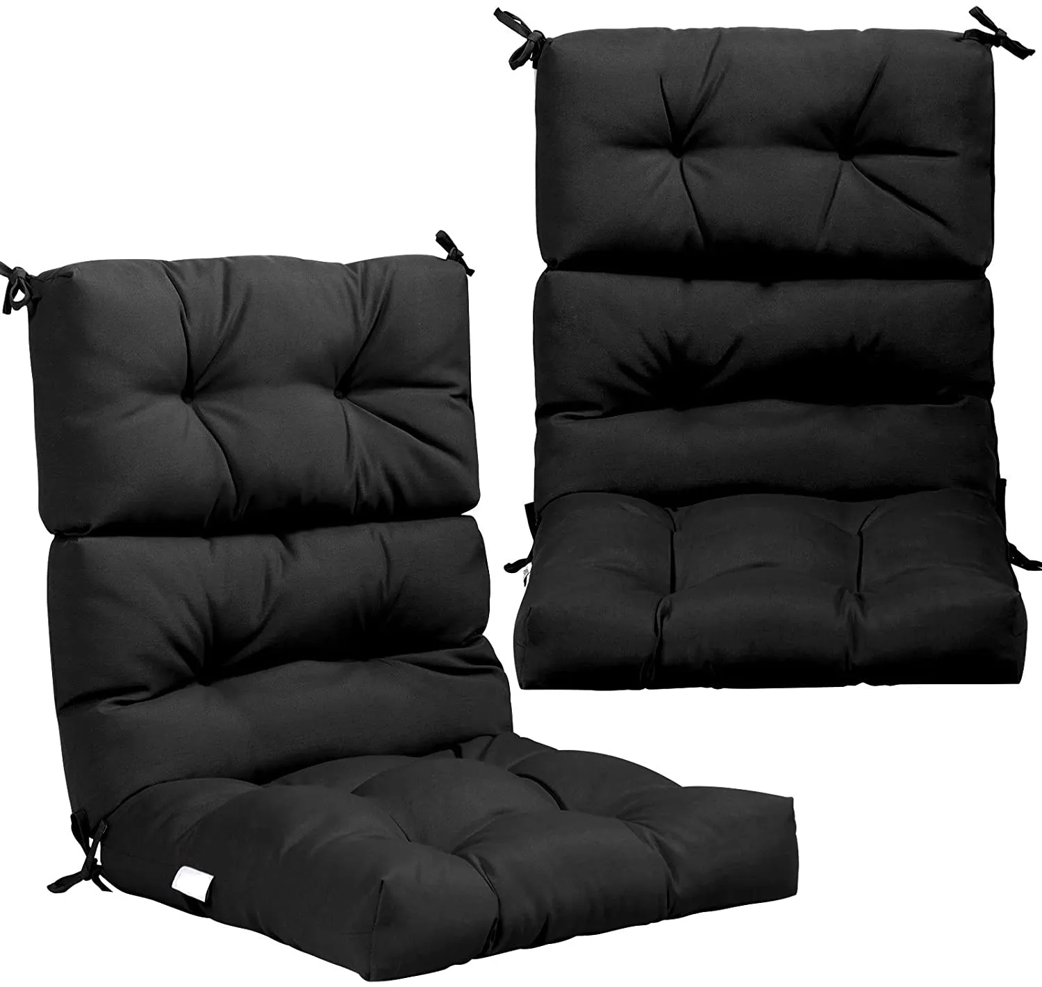 Patio High Back Chair Cushion, Tufted Chair Seat Pads with Non-Slip String Ties