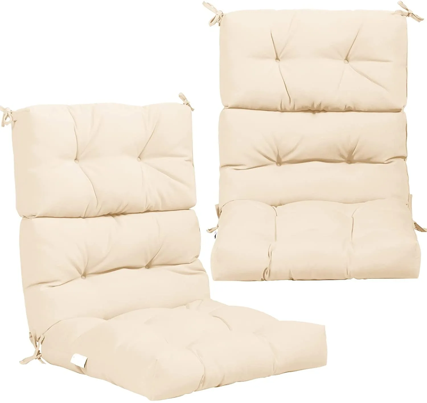 Patio High Back Chair Cushion, Tufted Chair Seat Pads with Non-Slip String Ties