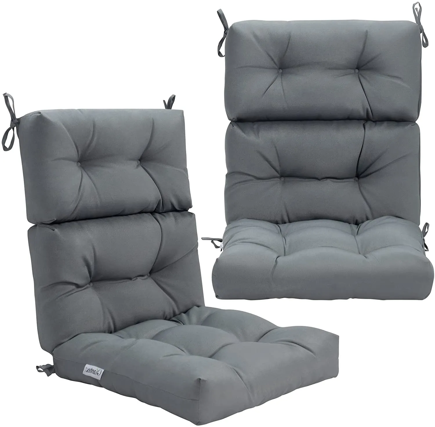 Patio High Back Chair Cushion, Tufted Chair Seat Pads with Non-Slip String Ties