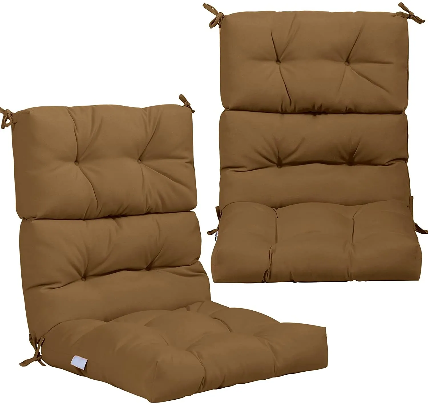 Patio High Back Chair Cushion, Tufted Chair Seat Pads with Non-Slip String Ties