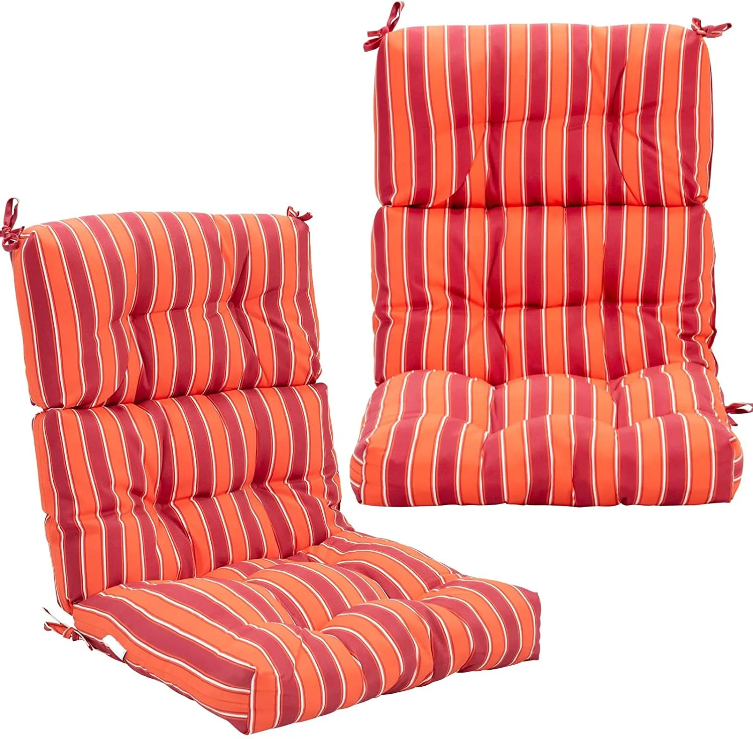 Patio High Back Chair Cushion, Tufted Chair Seat Pads with Non-Slip String Ties